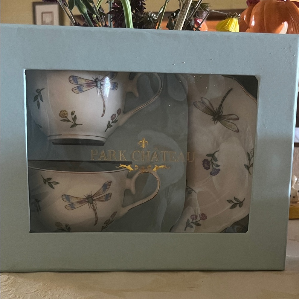 Park Chateau Dragonfly Tea Cup & Saucer Set - Pastel Floral